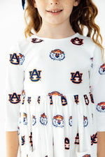 3/4 Sleeve Pocket Twirl Dress - Auburn White Aubie by Mila & Rose ® (view 2 of 6)
