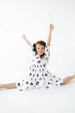3/4 Sleeve Pocket Twirl Dress - Auburn White Aubie by Mila & Rose ® (view 3 of 6)