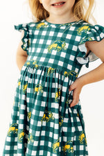 North Dakota State University Plaid Bison Flutter Twirl Dress by Mila & Rose ®