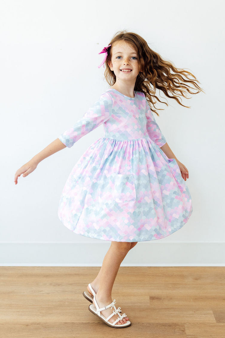 Mermaid Magic 3/4 Sleeve Pocket Twirl Dress by Mila & Rose ®