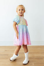 Ombre Puff Sleeve Sequin Dress by Mila & Rose ®