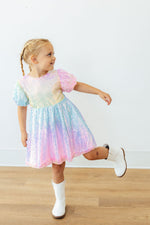 Ombre Puff Sleeve Sequin Dress by Mila & Rose ®