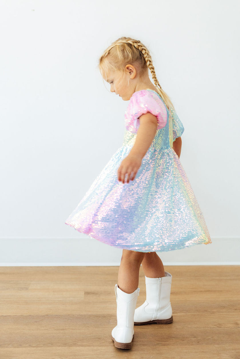 Ombre Puff Sleeve Sequin Dress by Mila & Rose ®