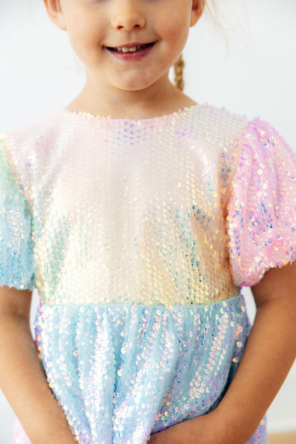 Ombre Puff Sleeve Sequin Dress by Mila & Rose ®