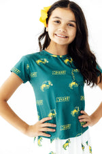 North Dakota State University Green Bison Ruffle Pocket Tee by Mila & Rose ®