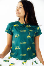 North Dakota State University Green Bison Ruffle Pocket Tee by Mila & Rose ®