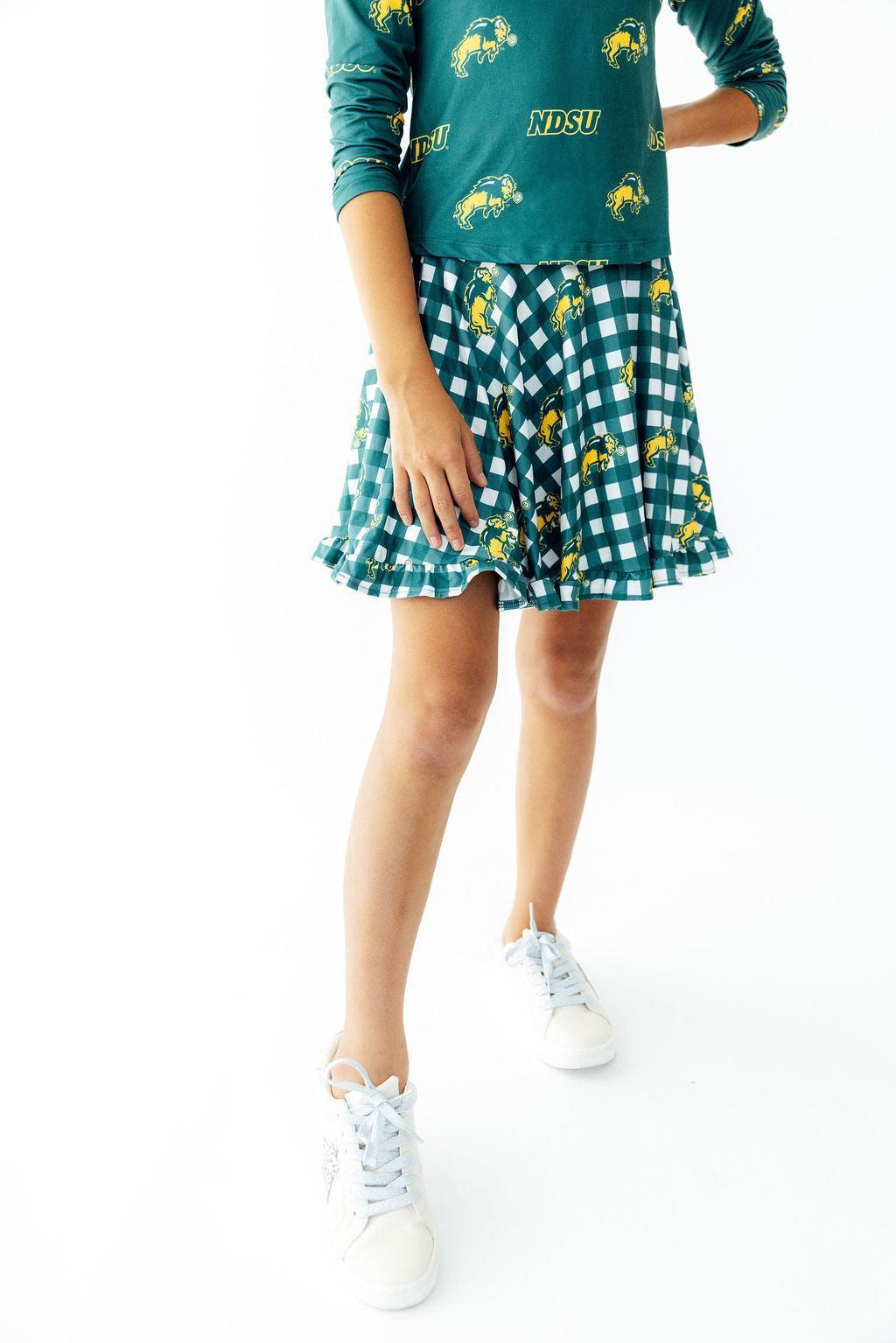 North Dakota State University Plaid Bison Ruffle Twirl Skort by Mila & Rose ®