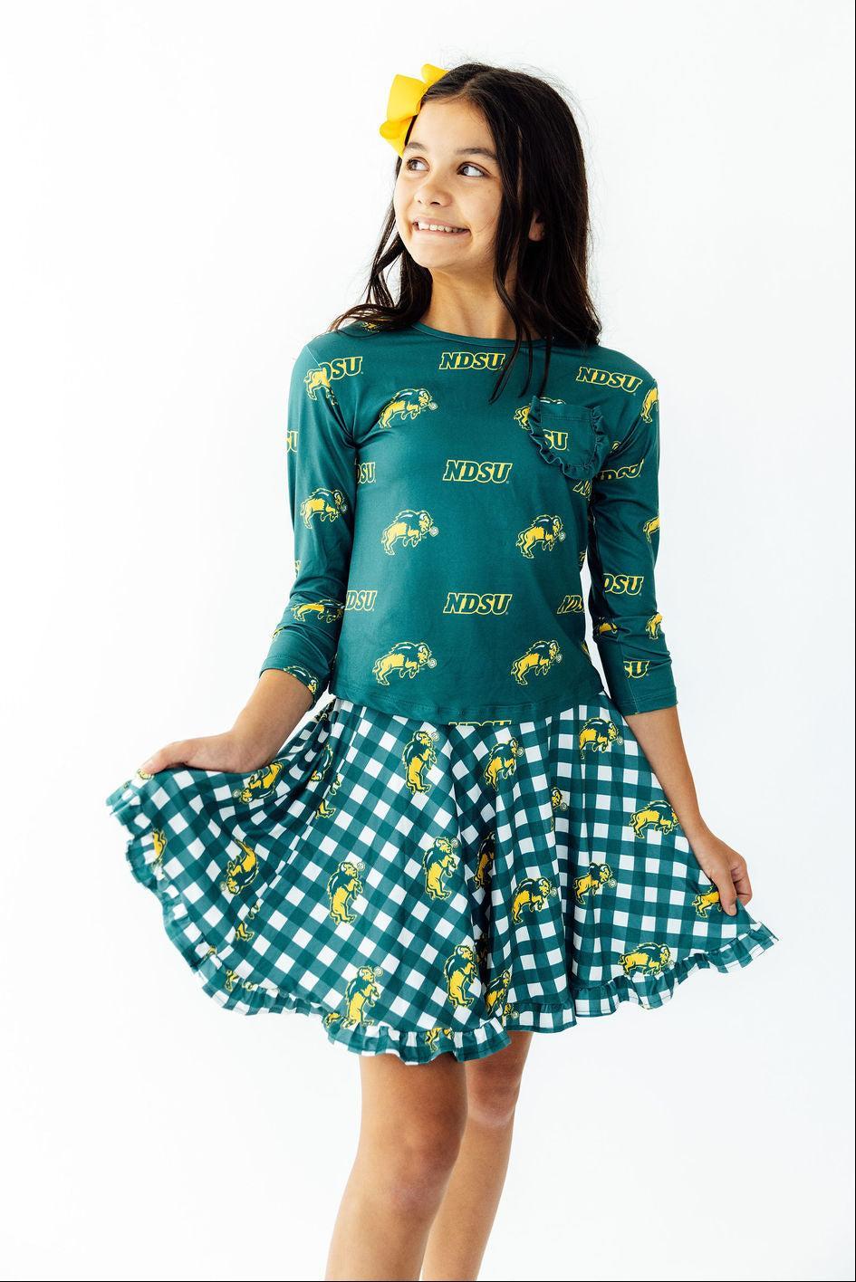 North Dakota State University Plaid Bison Ruffle Twirl Skort by Mila & Rose ®