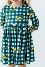 North Dakota State University Plaid Bison 3/4 Sleeve Pocket Twirl Dress by Mila & Rose ®