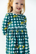 North Dakota State University Plaid Bison 3/4 Sleeve Pocket Twirl Dress by Mila & Rose ®