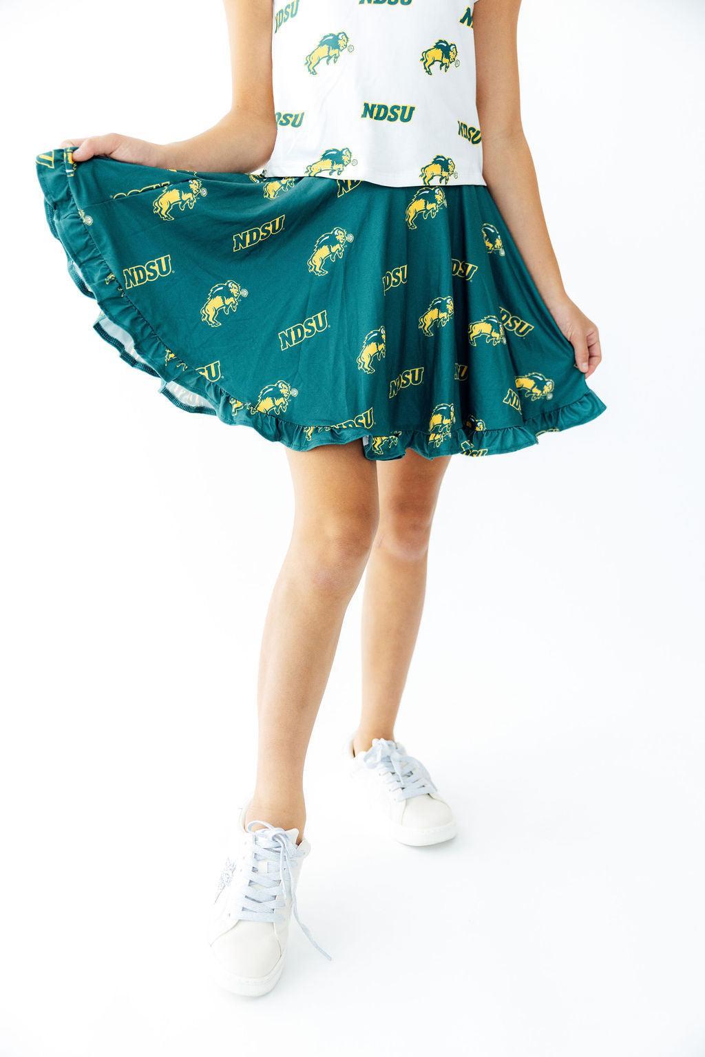 North Dakota State University Green Bison Ruffle Twirl Skort by Mila & Rose ®