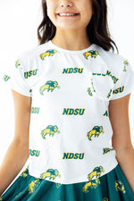 North Dakota State University White Bison Ruffle Pocket Tee by Mila & Rose ®