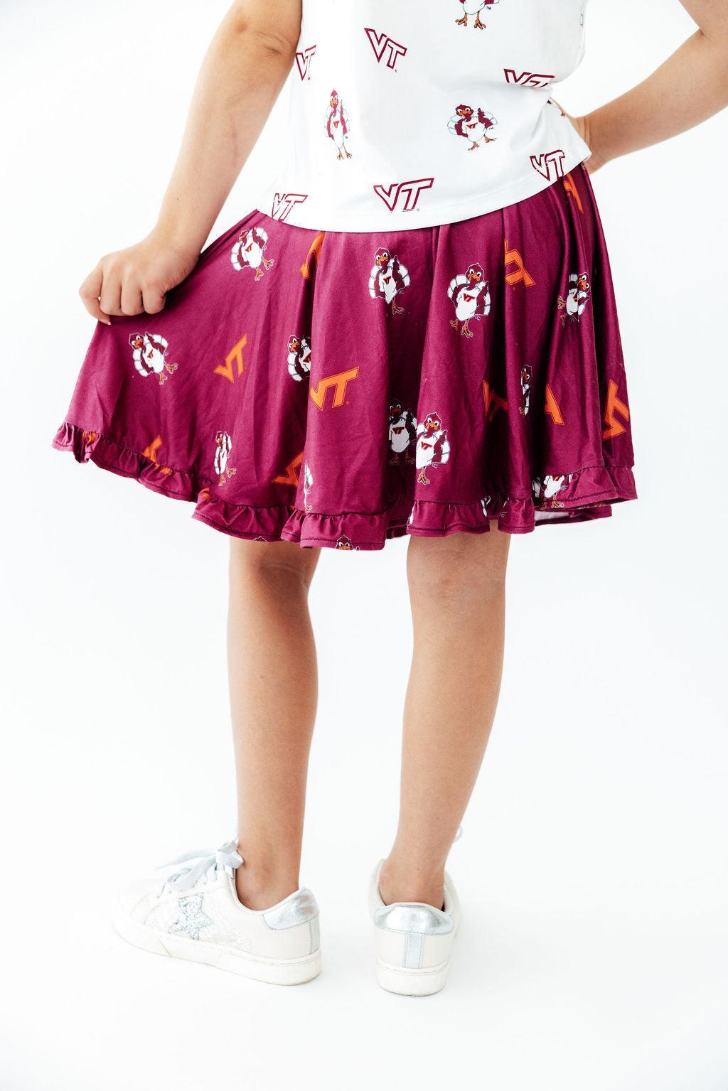 Virginia Tech Maroon Hokie Ruffle Twirl Skort by Mila & Rose ®
