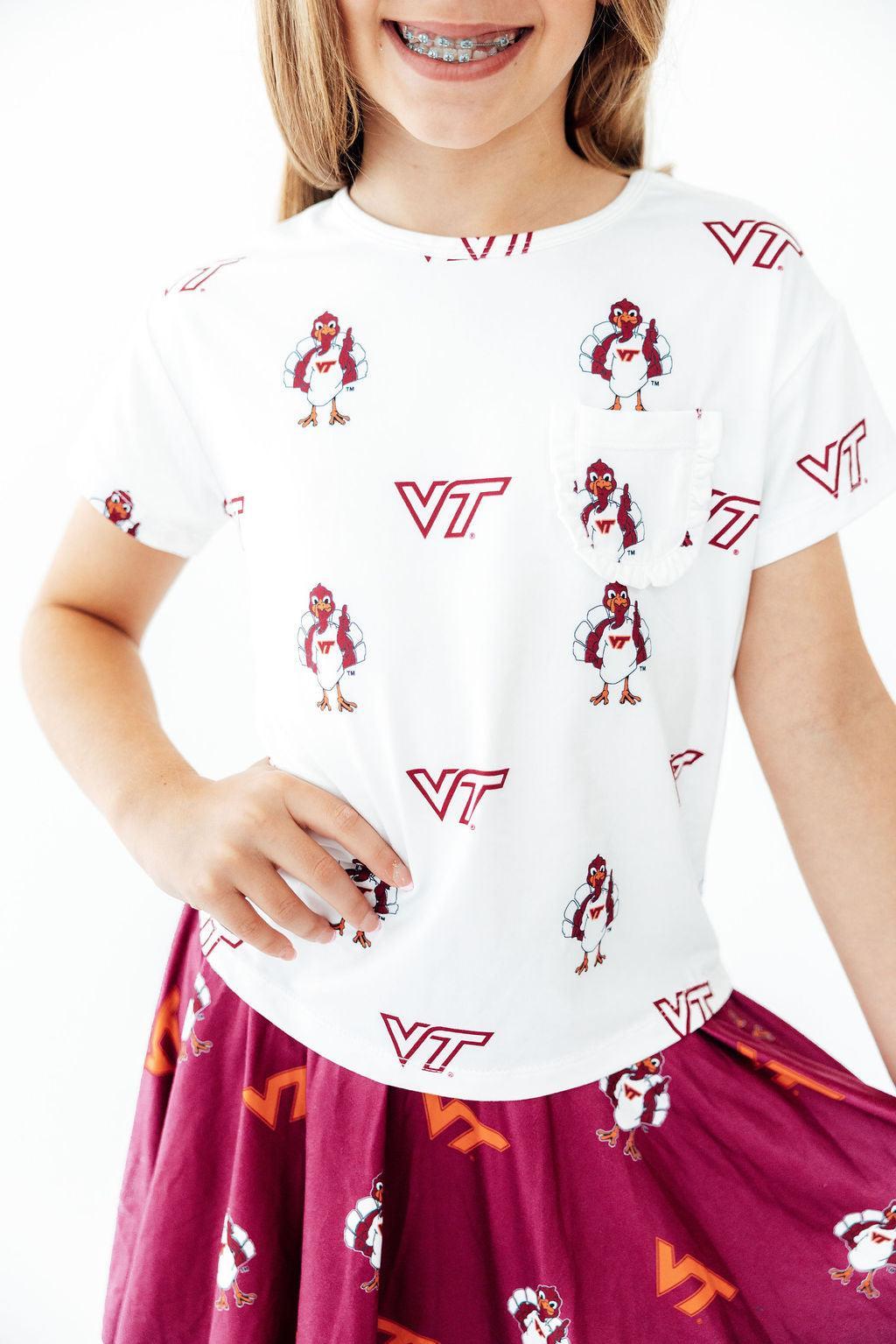 Virginia Tech White Hokie Ruffle Pocket Tee by Mila & Rose ®
