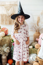 Happy Howl-oween 3/4 Sleeve Pocket Twirl Dress by Mila & Rose ®