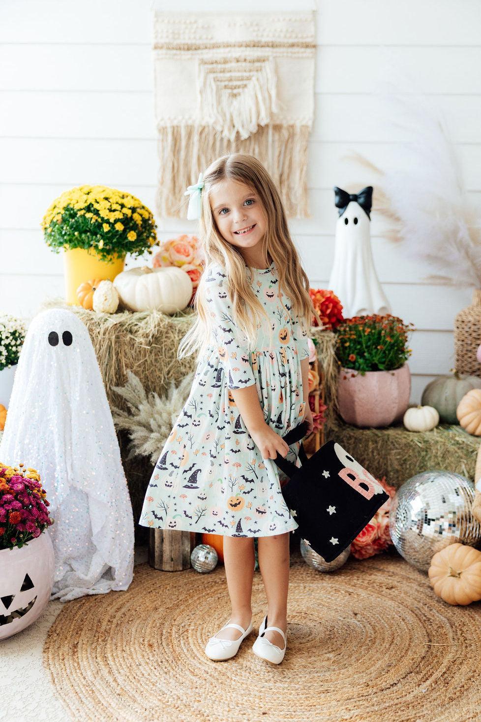Ghouls Rule 3/4 Sleeve Pocket Twirl Dress by Mila & Rose ®