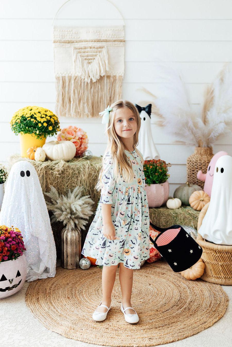 Ghouls Rule 3/4 Sleeve Pocket Twirl Dress by Mila & Rose ®