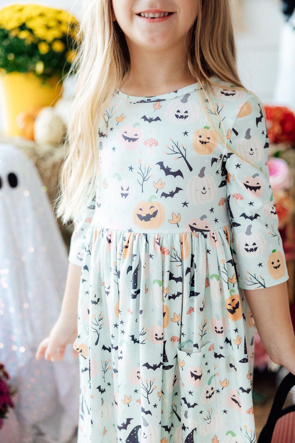 Ghouls Rule 3/4 Sleeve Pocket Twirl Dress by Mila & Rose ®
