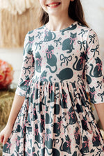 Hocus Purr-cus 3/4 Sleeve Pocket Twirl Dress by Mila & Rose ®