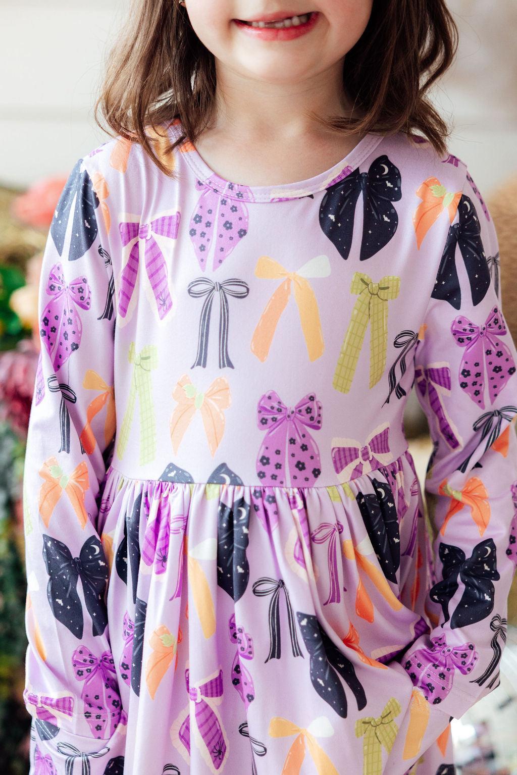 Tied with a Boo Lavender L/S Pocket Twirl Dress by Mila & Rose ®