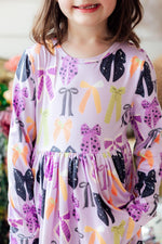 Tied with a Boo Lavender L/S Pocket Twirl Dress by Mila & Rose ®