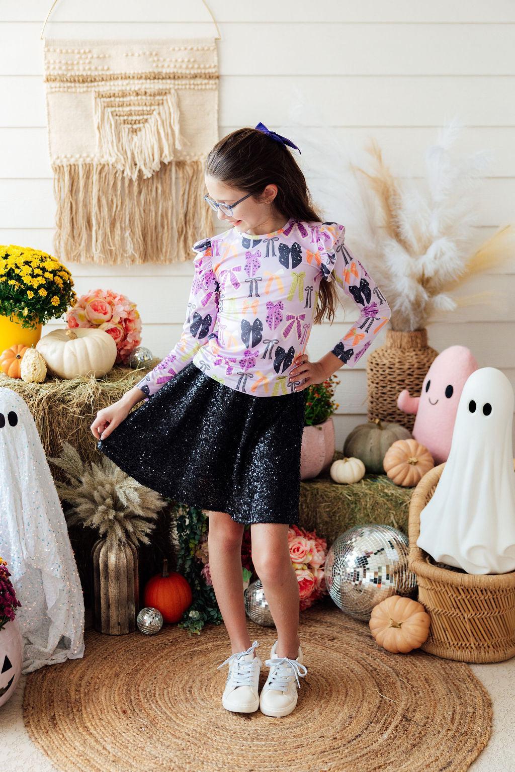 Tied with a Boo Lavender L/S Ruffle Tee by Mila & Rose ®