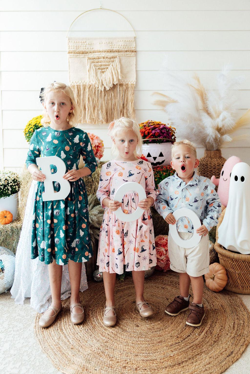 Happy Haunting 3/4 Sleeve Pocket Twirl Dress by Mila & Rose ®