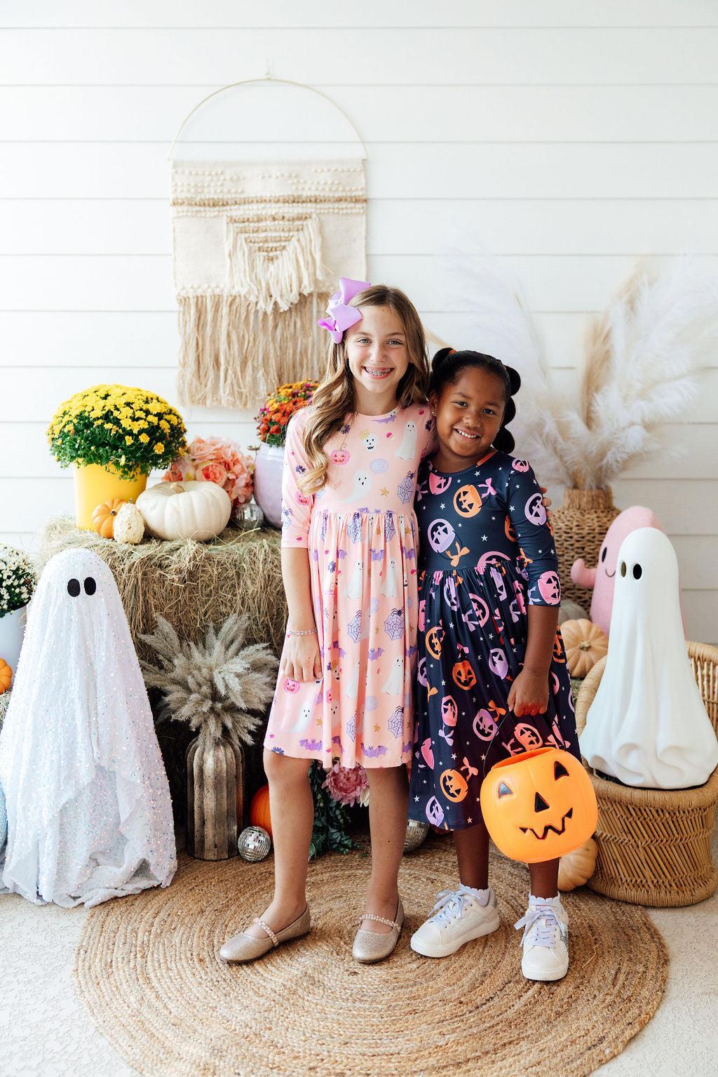 Spooky Sweetheart 3/4 Sleeve Pocket Twirl Dress by Mila & Rose ®