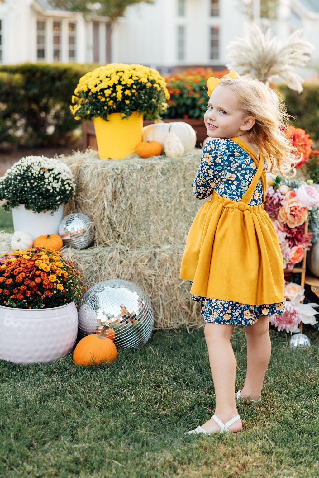 Mustard Faux Suede Pinafore by Mila & Rose ®