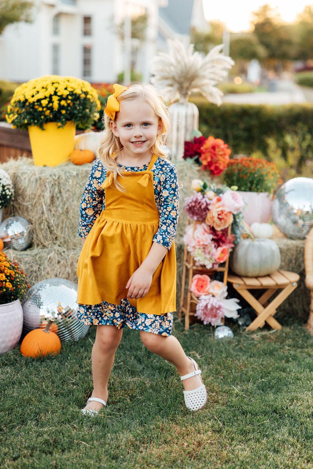 Mustard Faux Suede Pinafore by Mila & Rose ®