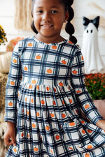 Plaid Pumpkins L/S Pocket Twirl Dress by Mila & Rose ®
