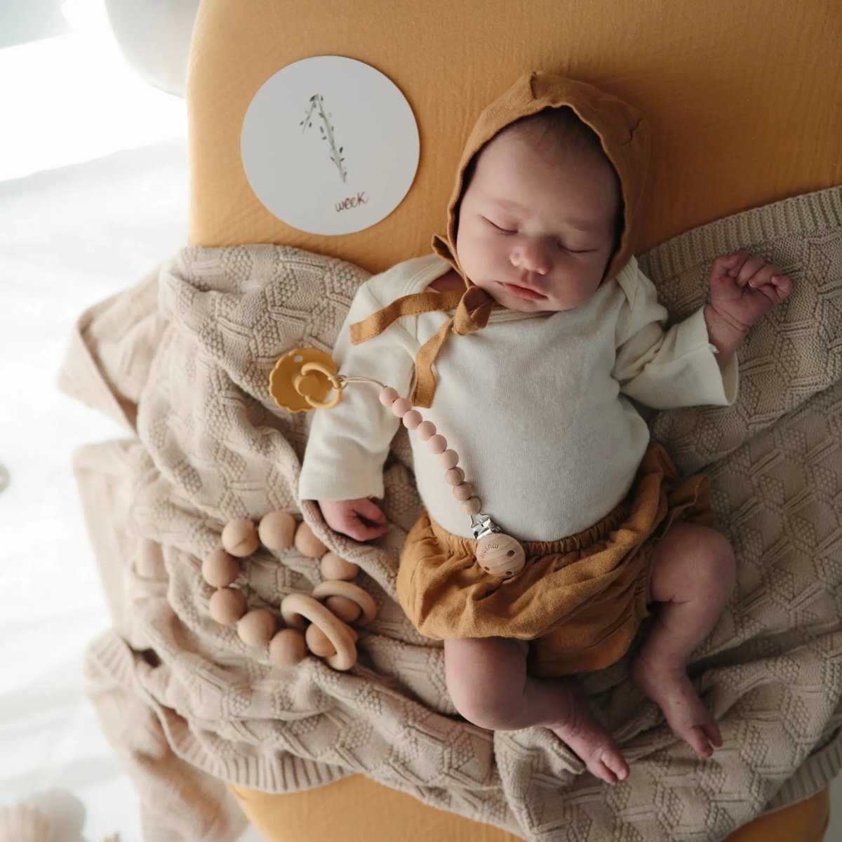 Mushie Milestone Cards for Newborn Baby Growth Documenting with Illustrated Watercolor Designs - Everetts Place Boutique - 