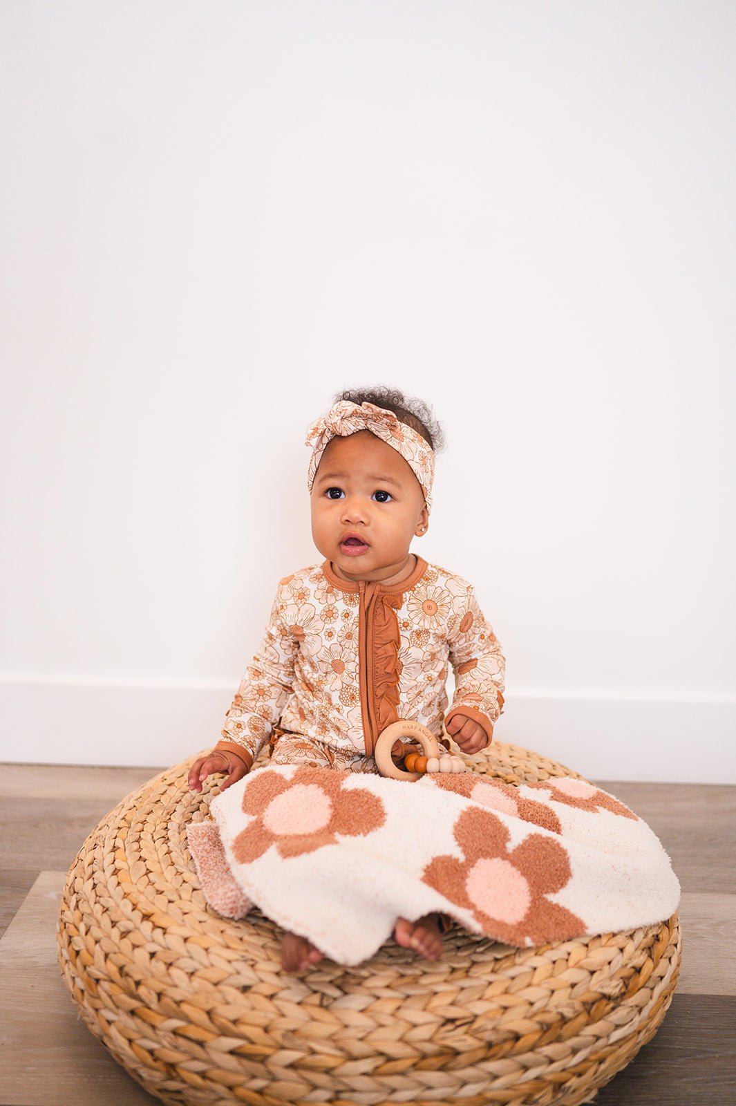 Plush Mini Blanket - Caramel Daisy by Harp Angel Boutique
