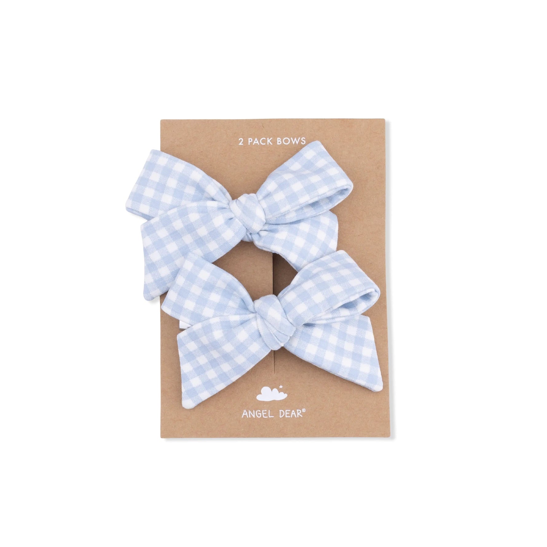Angel Dear Mini Gingham Blue - 2 Pack Bow Clips - 
