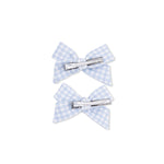 Angel Dear Mini Gingham Blue - 2 Pack Bow Clips - 