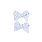 Angel Dear Mini Gingham Blue - 2 Pack Bow Clips - 