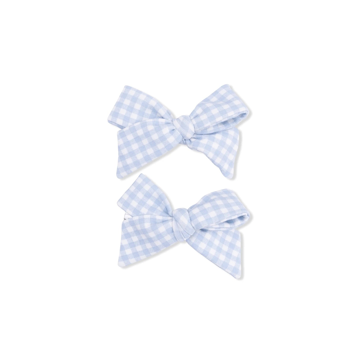 Angel Dear Mini Gingham Blue - 2 Pack Bow Clips - 