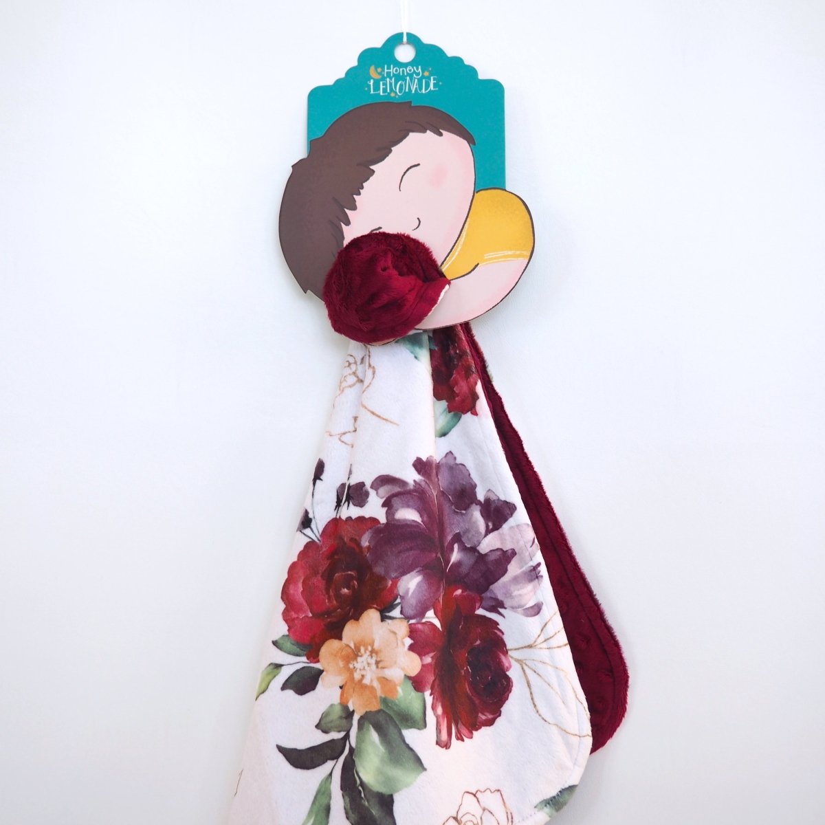 Honey Lemonade Mini Minks Toddler Blanket with Soft Red Floral Design for Cozy Comfort - 