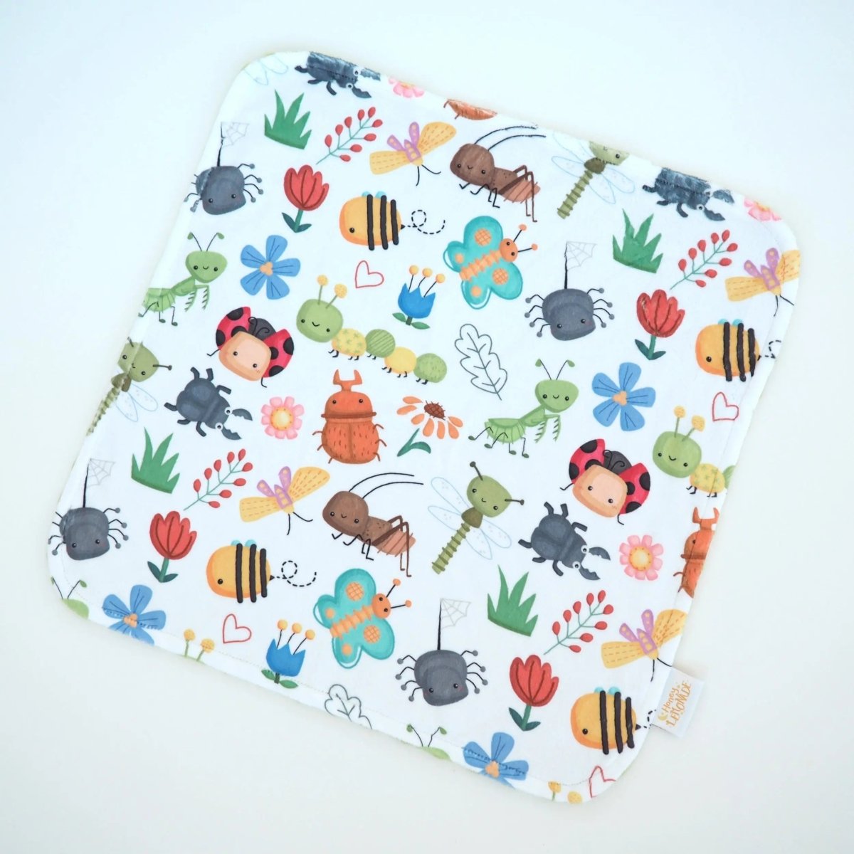 Honey Lemonade Mini Minky Blanket with Bug Buddies Design for Toddlers on the Go - 