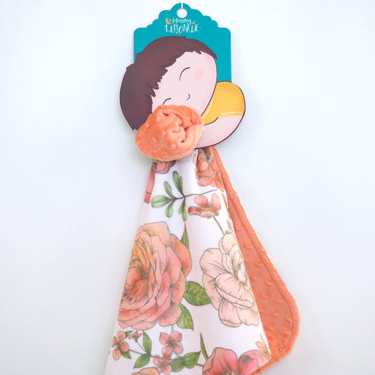 Mini Minky Botanical Floral Luxury Soft Plush Blanket Honey Lemonade