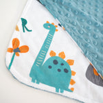 Honey Lemonade Mini Minks Soft Baby Blanket with Dinoland Blue Theme for Infants - Baby & Toddler Mini Minky