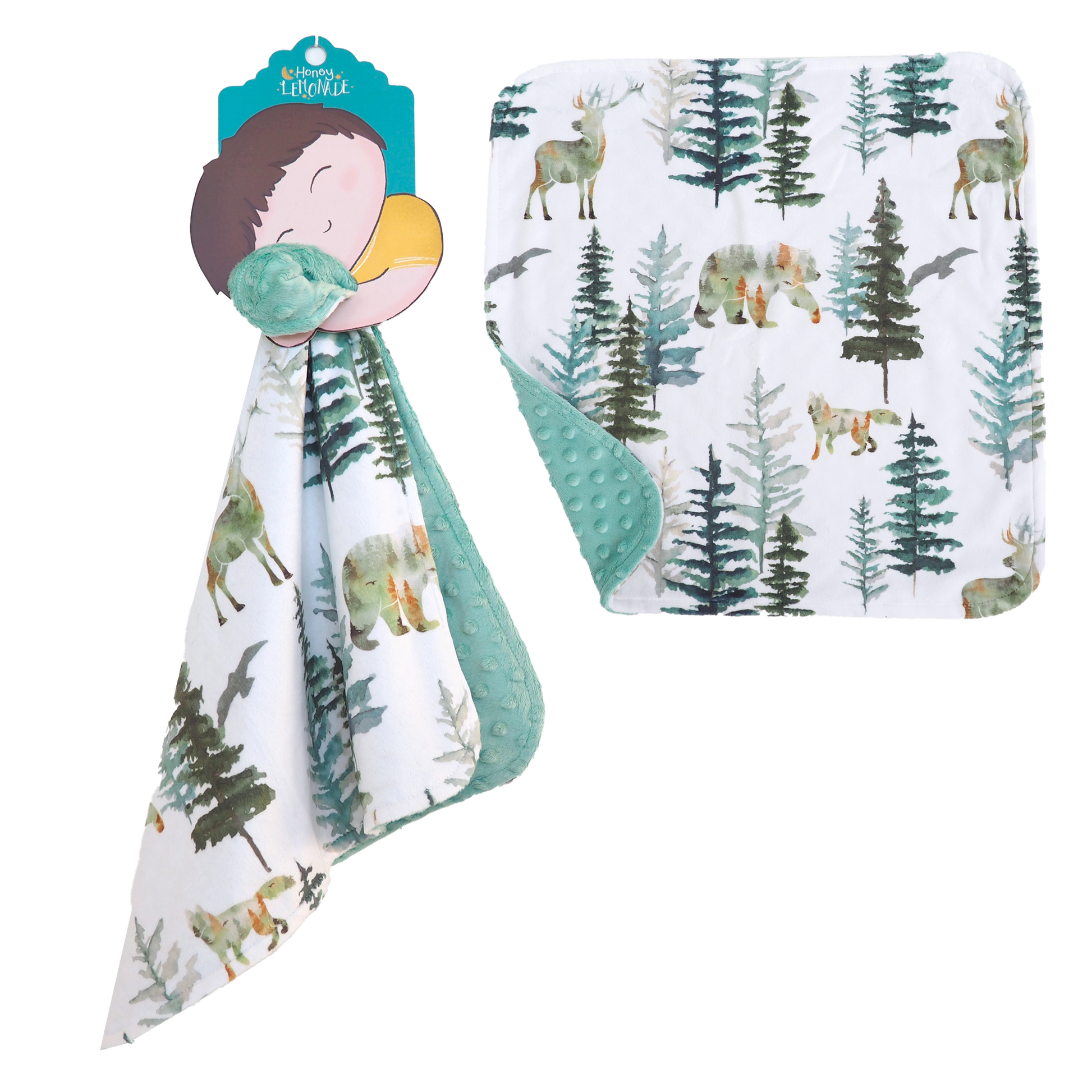 Mini Minky In The Woods Toddler Blanket Lightweight Portable Soft Cozy Honey Lemonade