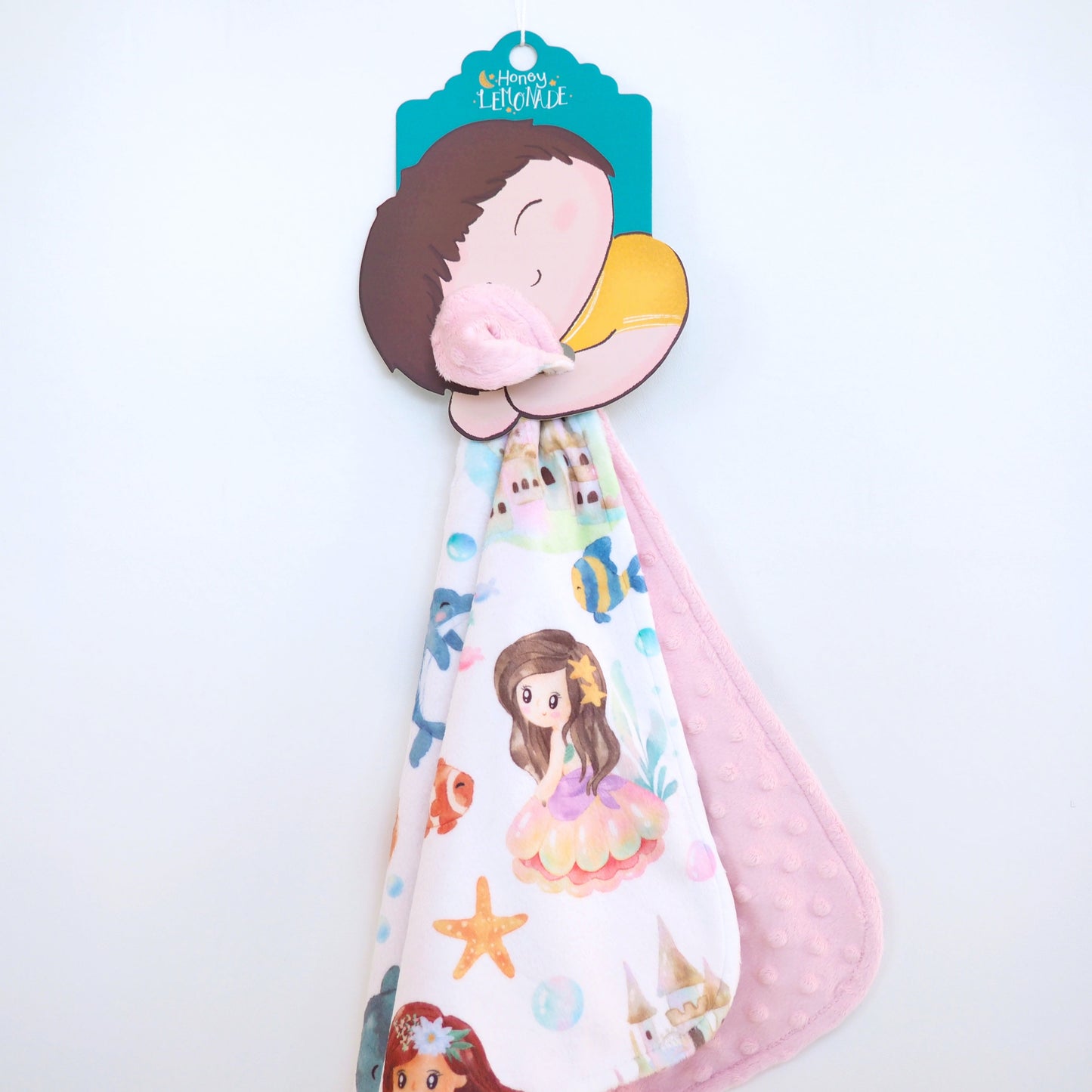 Mini Minky Mermaids Toddler Blanket Lightweight Portable Soft Fabric Honey Lemonade