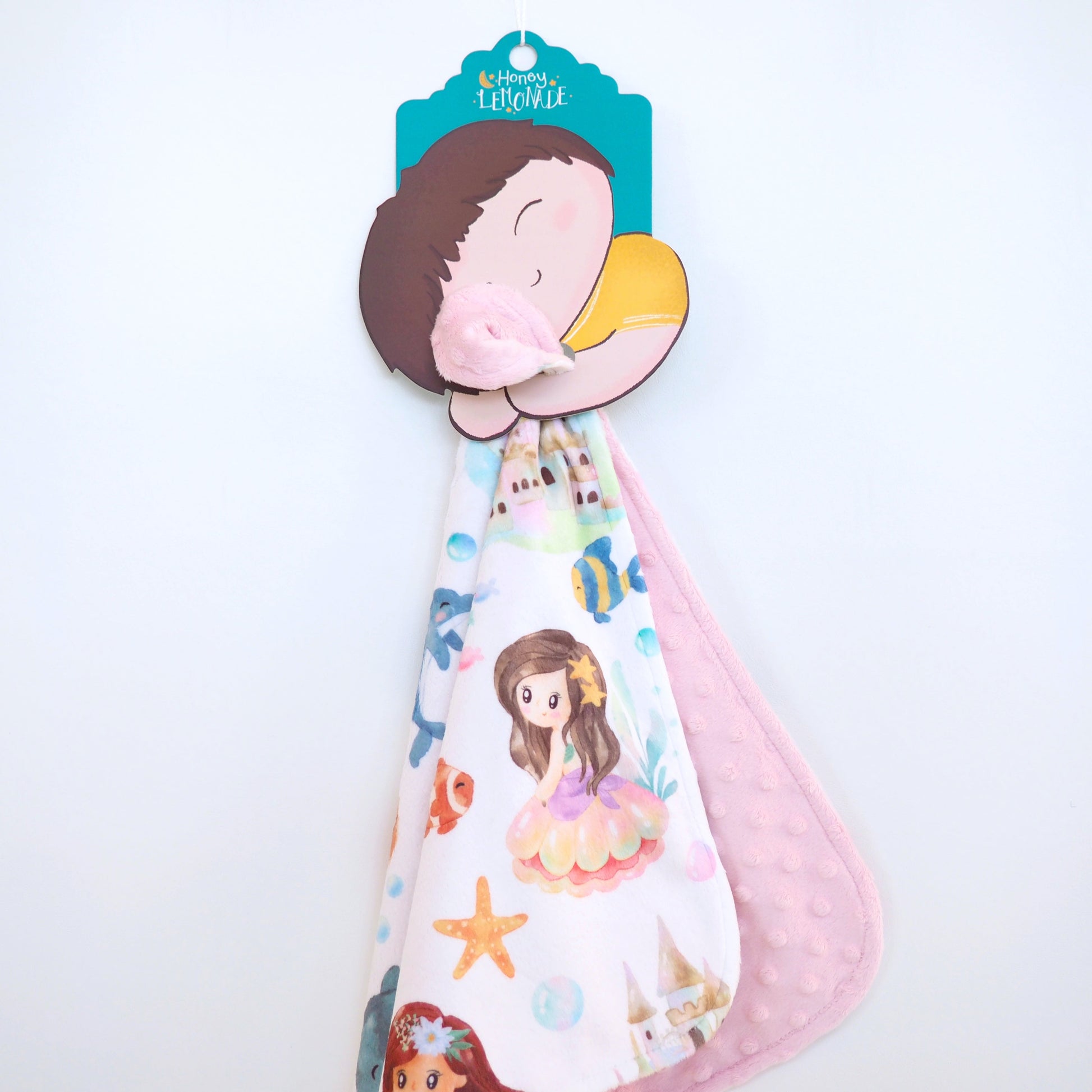 Mini Minky Mermaids Toddler Blanket Lightweight Portable Soft Fabric Honey Lemonade