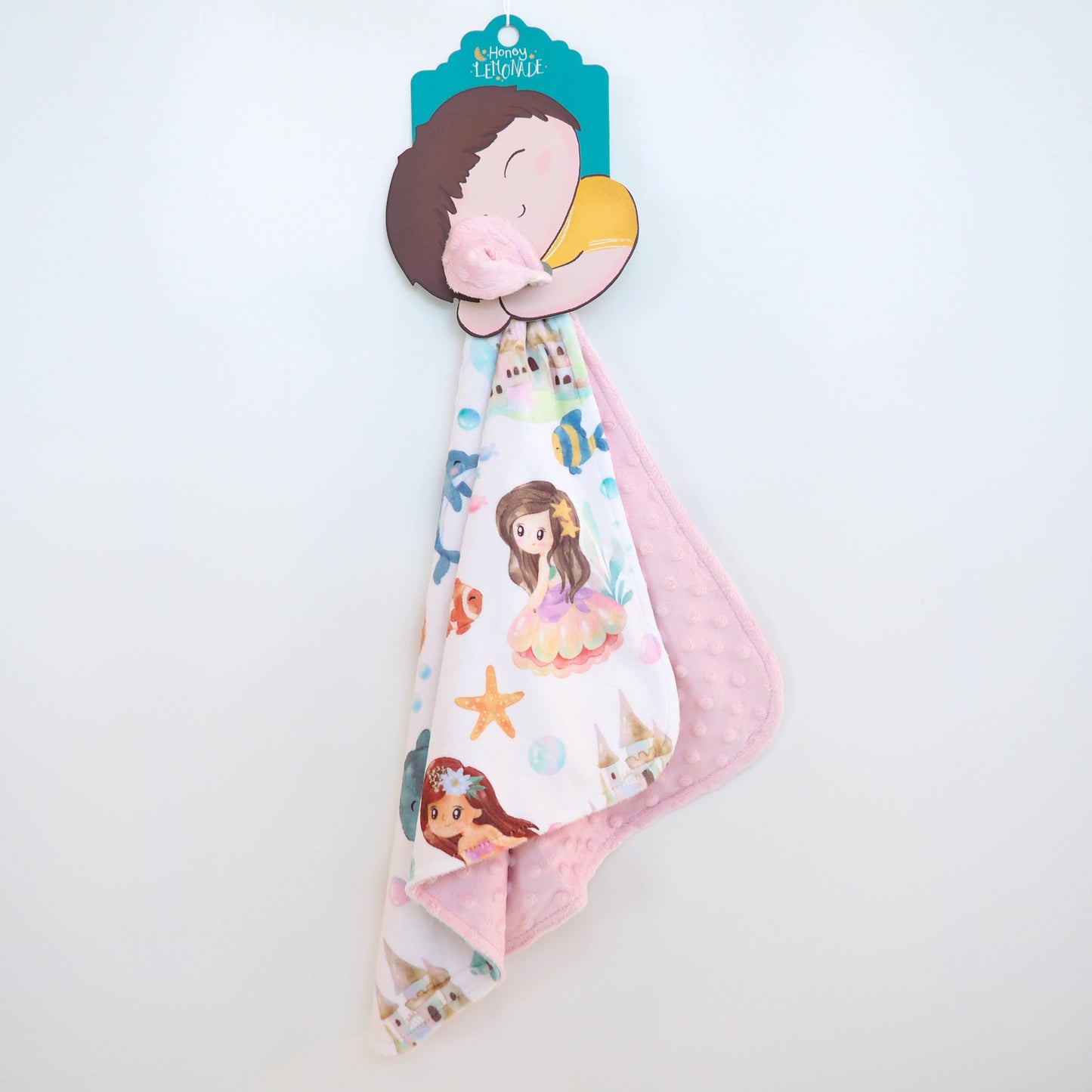 Mini Minky Mermaids Toddler Blanket Lightweight Portable Soft Fabric Honey Lemonade