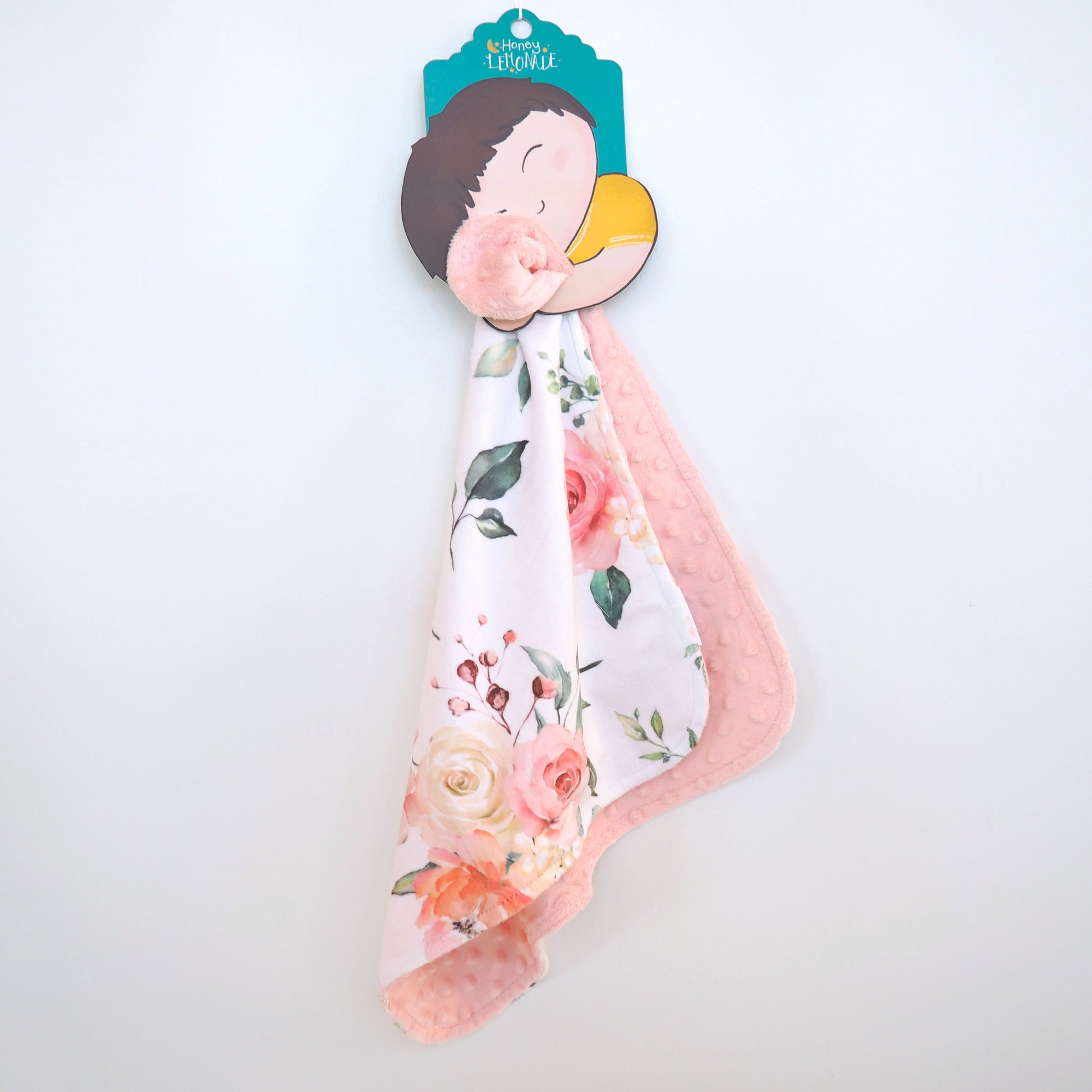 Mini Minky Peach Floral Toddler Blanket Premium Quality Travel Size Honey Lemonade