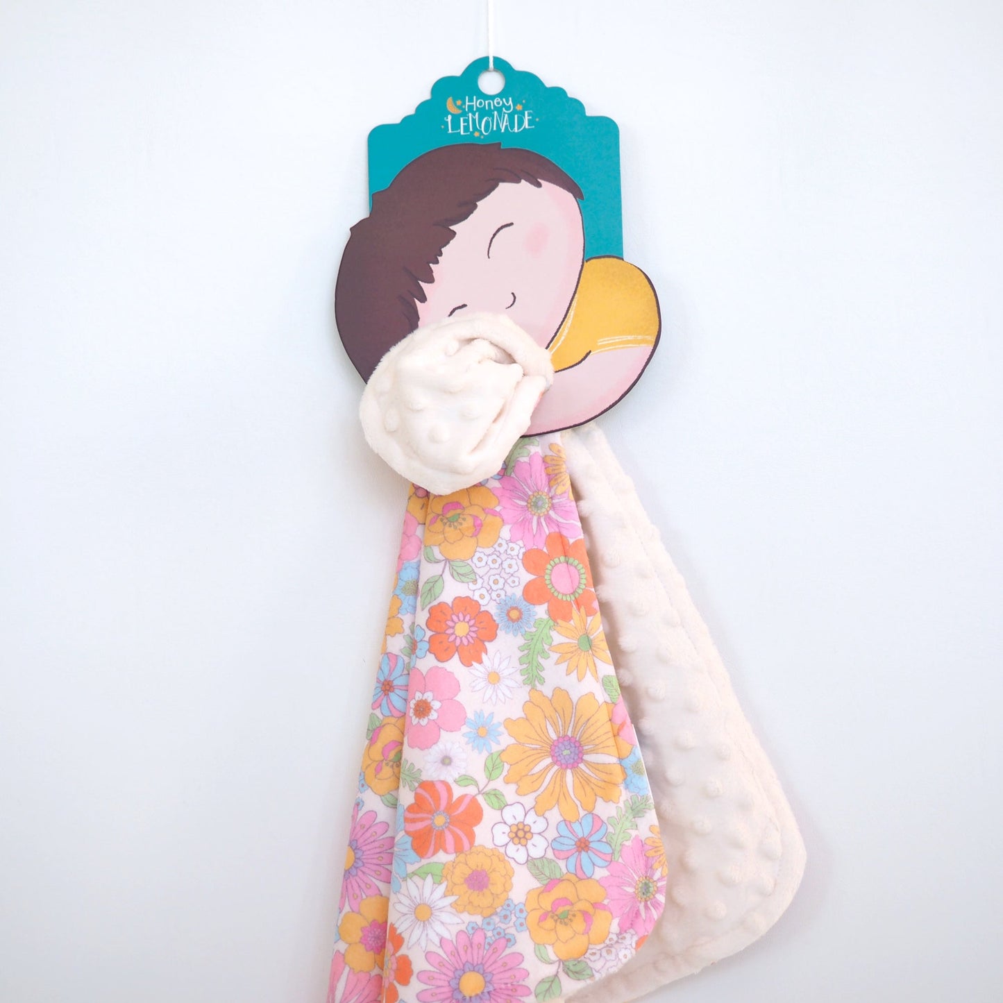 Mini Minky Retro Floral Toddler Blanket Lightweight Portable Size Honey Lemonade