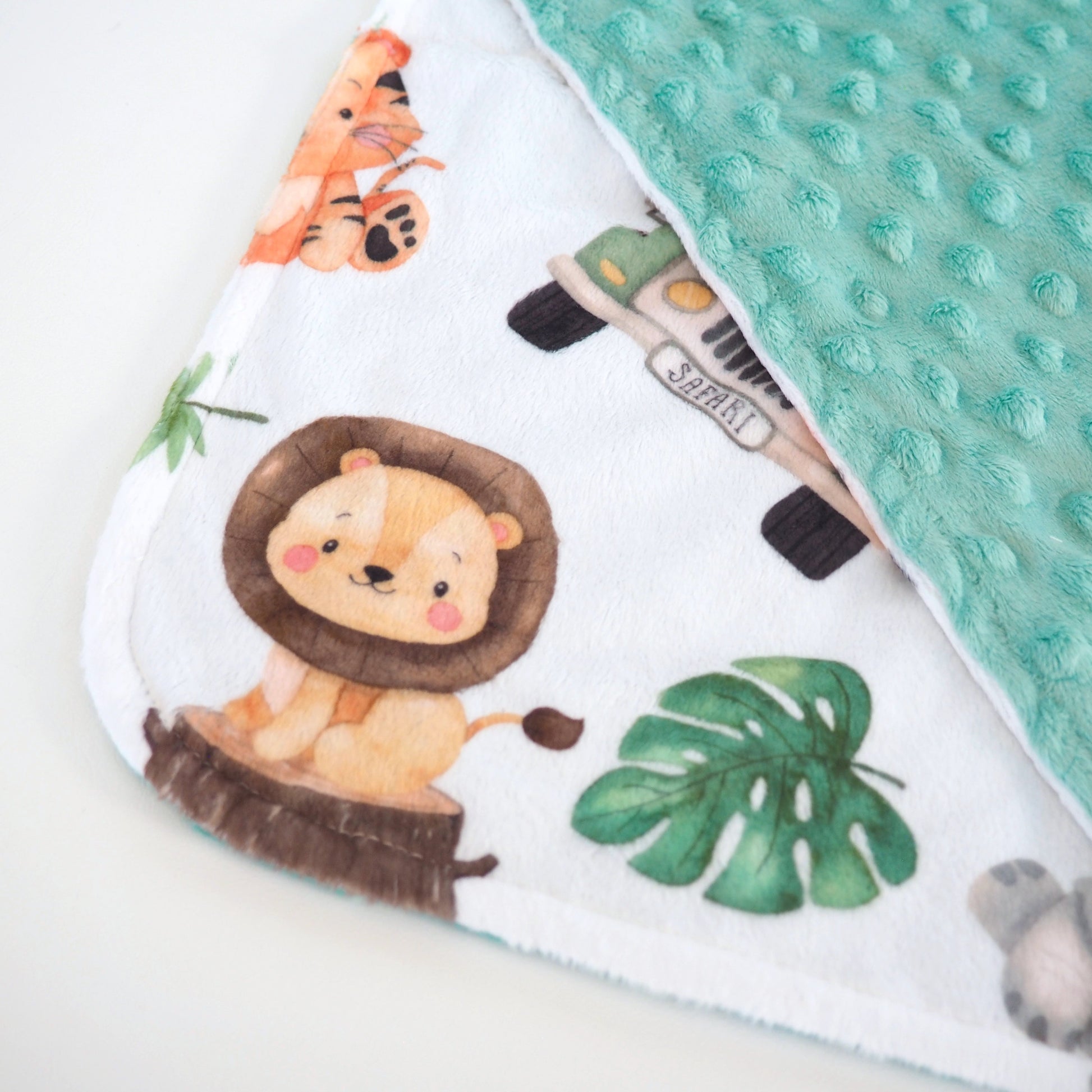 Mini Minky Safari Toddler Blanket Lightweight Portable Size Honey Lemonade