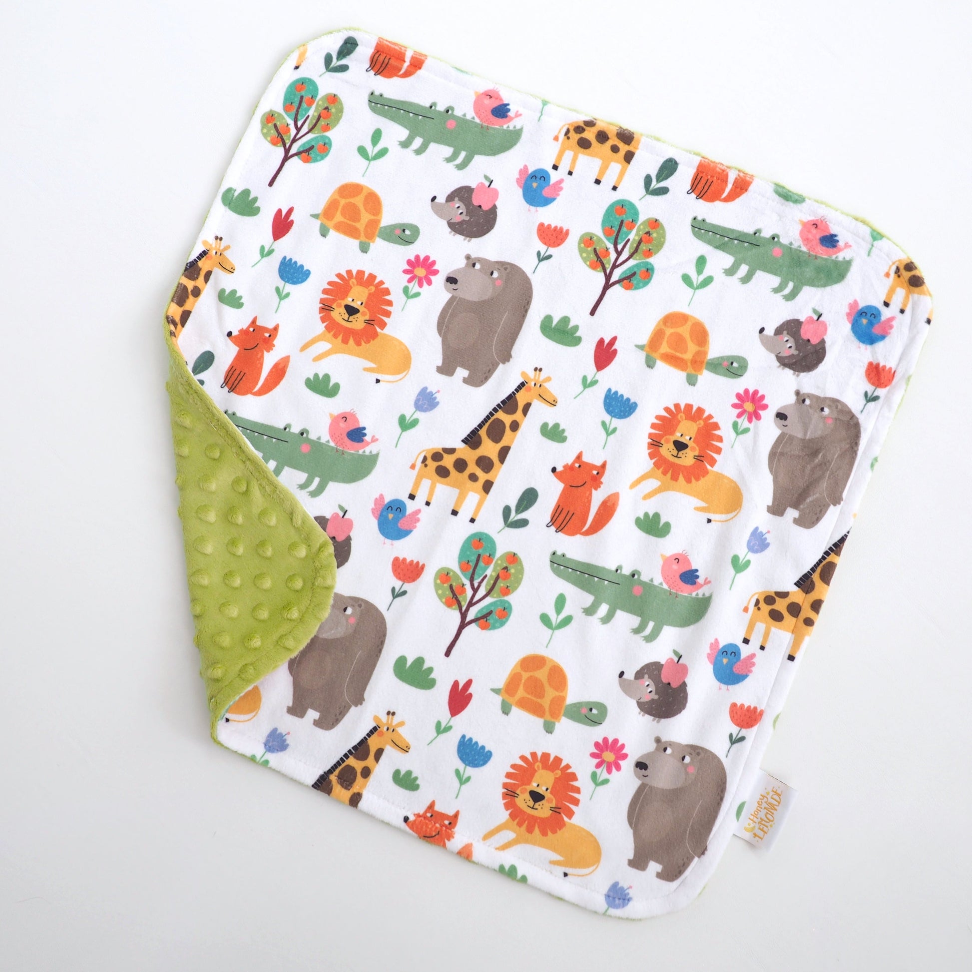 Mini Minky Zoo Party Toddler Blanket Perfect Size Lightweight Cute Design Honey Lemonade