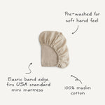 Mushie Mini Muslin Crib Sheet 100 Percent Cotton Extra Soft Breathable Fabric - Home & Garden > Linens & Bedding > Bedding mini crib sheet